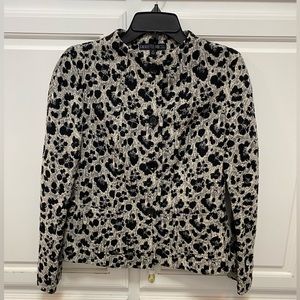 Lafayette 148 Leopard Animal Print Duncan Black White Button Jacket Women Size 6